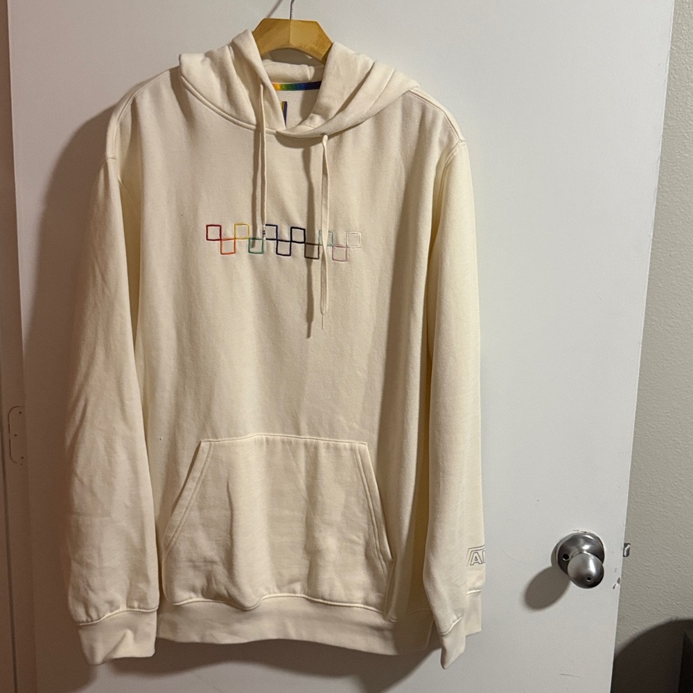 Vans Cream Hoodie with Rainbow Accents